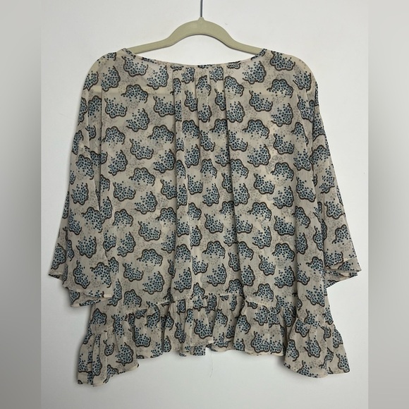 Anna Sui X Uniqlo Chiffon Floral Ruffled Hem Boho Cottagecore Blouse NWOT Sz S - Picture 7 of 12
